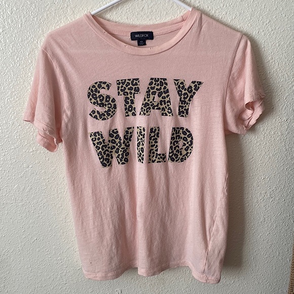 Wildfox • “Stay Wild” Pink & Cheetah Print T-Shirt 🩷🐆 - Picture 2 of 4